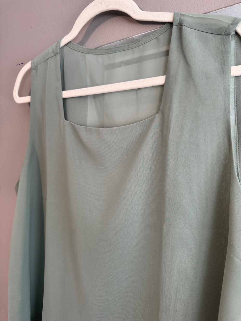 Sage Green Layered Chiffon Tank Top sz XL - Picture 5 of 8